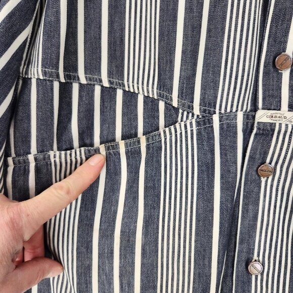 Marithe Francois Girbaud Shirt Mens Large Gray Stripe Vintage Denim USA 90s - Picture 10 of 16